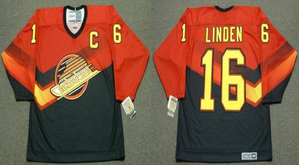 2019 Men Vancouver Canucks 16 Linden Orange CCM NHL jerseys
